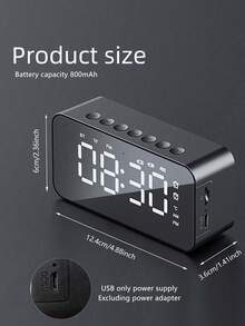 Espejo LED de escritorio, reloj despertador digital, altavoz inalámbrico Bluetooth, altavoz estéreo para teléfono, decoración del hogar