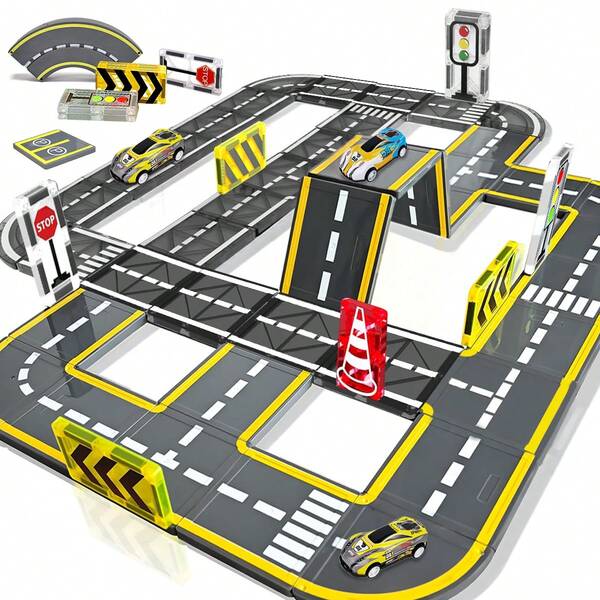 مجموعة طريق مغناطيسية مع لعبة رافعة مغناطيسية، كتل مغناطيسية على شكل قلعة جليدية، ألعاب تعليمية وإبداعية للبناء، ألعاب للأطفال من عمر 3-6 سنوات، هدايا عيد ميلاد، ألوان عشوائية