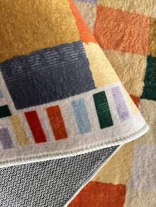 1 块彩色几何图案地毯，超细纤维短绒矩形地毯，易于护理和清洗，适用于客厅、走廊、床边、卧室、办公室、厨房、农舍家居装饰 - 彩色 - 查看 5