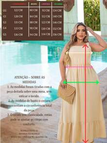 Vestido plus size Iris longo de alça  Simples    elegante  Casual    Tecido    Bainha com babado    Casamento  Noite  Festa de aniversário  Namorando    verão - Preto - Visão 6