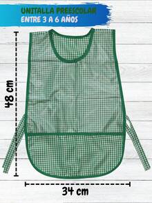 6 Batas Kínder Tela Mascota Con Capa Plástica Mandil Protector Preescolar - lote de 6 batas protectoras para niños de kínder con capa plástica fácil de limpiar. - Verde - Ver 4