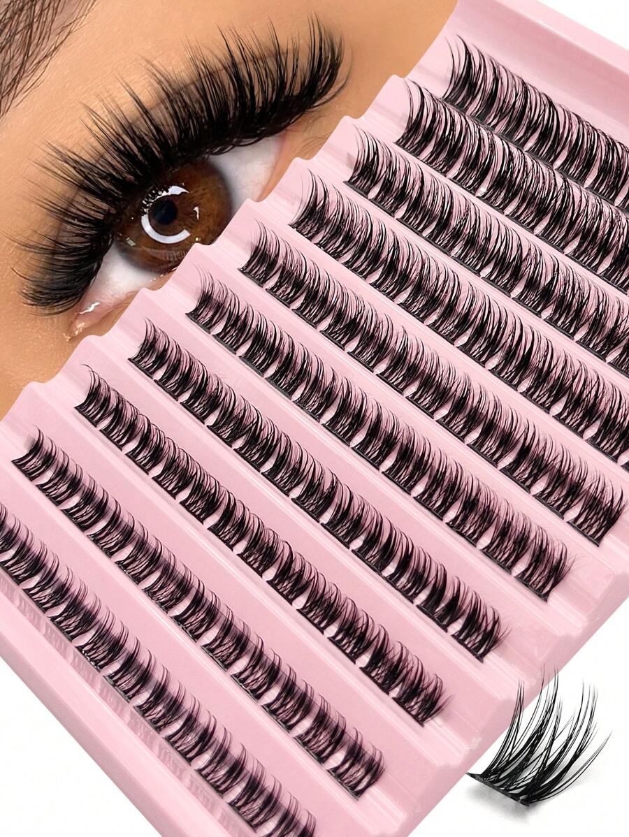 Asiteo 120 片 D 卷单根睫毛簇，蓬松浓密 DIY 睫毛延长，自然簇状睫毛，适合日常和特殊场合睫毛簇、睫毛簇、单根睫毛、睫毛、假睫毛