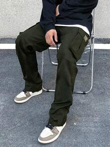 男士休闲工装裤，时尚户外工作服长裤，秋冬 - 軍綠色 - 查看 3