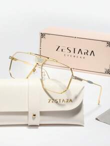 1 副男士金属框架平顶时尚眼镜，优雅高端百搭时尚眼镜，适合滑板、湖边散步、公园 - 彩色 - 查看 17