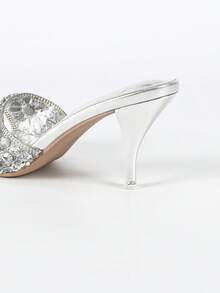 Women's Comfortable High Heel Sandals, Transparent Upper, Glamorous, Sparkling Rhinestone Shoes Suitable For Parties, Gatherings, Balls, Weddings And Various Occasions, Fashionable Women's Shoes - Silver - View 7