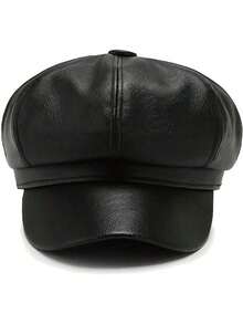 1 Piece Simple Multifunctional Solid Color PU Leather Octagonal Hat For Women, Spring, Summer, Autumn, Winter, Many Colors To Choose From, Fashionable Casual High Quality, Very Suitable For Gifts - 彩色 - 查看 8
