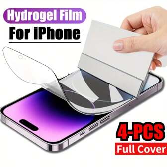 4 Pcs Soft Hydrogel Screen Protector Compatible With IPhone 16 15 14 13 12 11 Pro Max Plus, Full Coverage, Anti-Scratch, Shock-Resistant With Durable TPU Flexible Hydrogel Film Compatible With IPhone X XS MAX XR (NOT Glass)