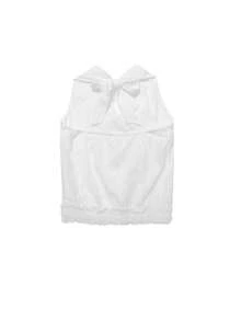 蕾丝修身挂脖无袖上衣，修身 - 白色 - 查看 10