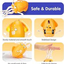 跳舞章鱼玩具，电动爬行章鱼玩具，带自动避障功能，配备LED灯和音乐，疯狂的8条腿电动躺卧跳舞章鱼玩具，适合室内玩耍和感官发育