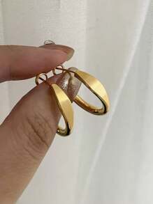 1 par - Pendientes de botón con patrón asimétrico metálico de estilo europeo para un procesamiento pesado, pendientes de moda para ir y venir, elegantes y exclusivos, accesorios versátiles