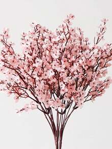 3/6pcs Plastic Artificial Flower Bouquet, Cherry Blossoms Artificial Flowers Baby's Breath,Modern Artificial Flower Bundle For Home Decor,Fake Plants,Fall Decor,Room,Desk,Garden Decor,Room Decoration Stuff