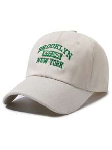 男女通用棒球帽，带有“BROOKLYN NEW YORK”字母刺绣，简约时尚的街头风格遮阳帽，适合日常户外活动，防风，透气，