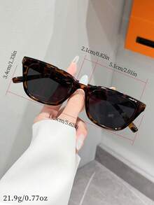 1 Pair Vintage Elegant Cat Eye Glasses For Women And Men, Suitable For Fishing, Vacation, Sports, Travel, Street Style, Driving, Beach, Festivals, Sporty, Outdoor Activities, Parties - 豹紋灰 - 查看 4