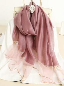 1pc Women Black Solid Faux Pearl Beaded Mulberry Silk & Wool Blend Warm Shawl, Elegant Pearl Double Row Scarf Suitable For Men/Women, Spring/Summer Travel Sun Protection, Autumn/Winter Warm Shawl Decor Accessory, Gift For Friends And Family - Black - View 20