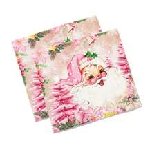 20pcs/40pcs/100pcs Pink Santa Claus Christmas Napkins Santa Xmas Tree Napkins Merry Christmas Paper Luncheon Napkins Dinner Dessert Decorative Napkins For Xmas Winter Holiday Birthday Party Supplies - Multicolor - View 5