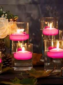 10pcs Colorful Floating Candles, Wedding Reception Hotel Restaurant Birthday Party Decor, Christmas Valentine's Day Romantic Candlelight Dinner Floating Candles