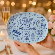 صينية زفاف مخصصة هدية عروس شخصية، هدية للعروسين، تذكار للعروس والعريس، حفل استحمام العروس، هدية للأصدقاء، هدية للصديقة المقربة - متعدد الألوان - مشاهدة 3