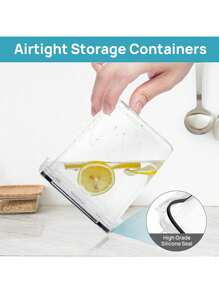 48pcs Airtight Food Storage Containers, Free Plastic Spaghetti Containers With Easy Lock Lids, For Kitchen Pantry Organization And Storage, Include  Labels - 黑與白 - 查看 7