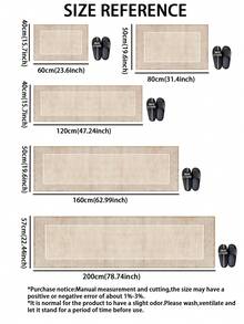 [热卖!!!] 1 块浅棕色底座带白色矩形图案可水洗浅色地毯 - 走廊地毯，简约自然，清新优雅风格，约 3 毫米厚硅藻土软橡胶垫，适用于厨房、浴室、入口、洗衣房、书房、客厅和其他空间 - 彩色 - 查看 5