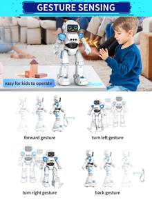 1pc Children's Robot Toy, Smart Voice Remote Control Robot, Gesture Sensing Programmable Smart Remote Control Robot, Expressive Robot Toy, Interactive Walking, Singing, Dancing Robot, Rechargeable, Suitable For 3-12 Years Old Boys And Girls As Christmas, Halloween, Easter, Birthday Gift