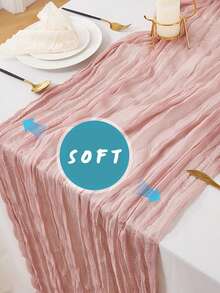 1 Piece Pink Pleated Table Runner, Foldable Solid Color Tablecloth, Pink-Themed Birthday & Wedding Decoration, Holiday Home & Party Table Arrangement, Gift For New Year, Christmas, Halloween And Other Festivals, Suitable For Weddings / School Homecoming Ceremonies, Christmas Decoration, Halloween, Father's Day