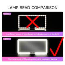 1pc LED Light Makeup Mirror For Car Sun Visors, Rechargeable Makeup Mirror, Adjustable Brightness, 3 Lighting Modes, Touch Screen, Universal For Cars, Trucks And SUV,600mAh