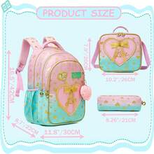 3PCS Girls School Backpack Set With Lunch Tote And Pencil Case Lightweight Elementary Bookbag For Kids Back To School Bag Gift - Multicolor - View 8