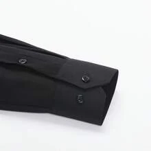 Men's Long Sleeve Dress Shirt, Good Quality, Slim Fit, Microelasticity - màu đen - Xem 3