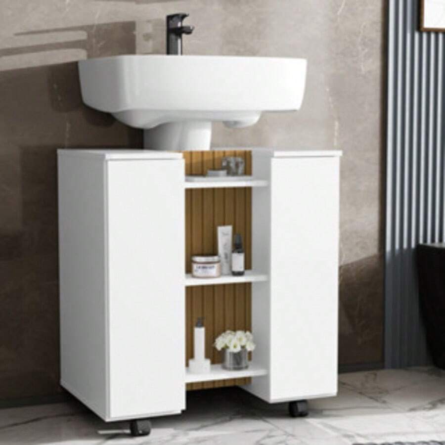 Horus Bathroom Cabinet With Sink Column - 白色 - 查看 1