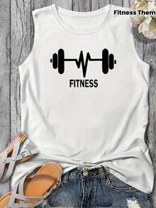 Women's Fitness Tank Top Cotton Blouse Soft Mesh 100% Cotton Gym Fashion Walking - 白色 - 查看 1