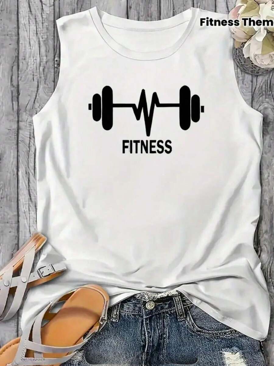 Women's Fitness Tank Top Cotton Blouse Soft Mesh 100% Cotton Gym Fashion Walking - 白色 - 查看 1