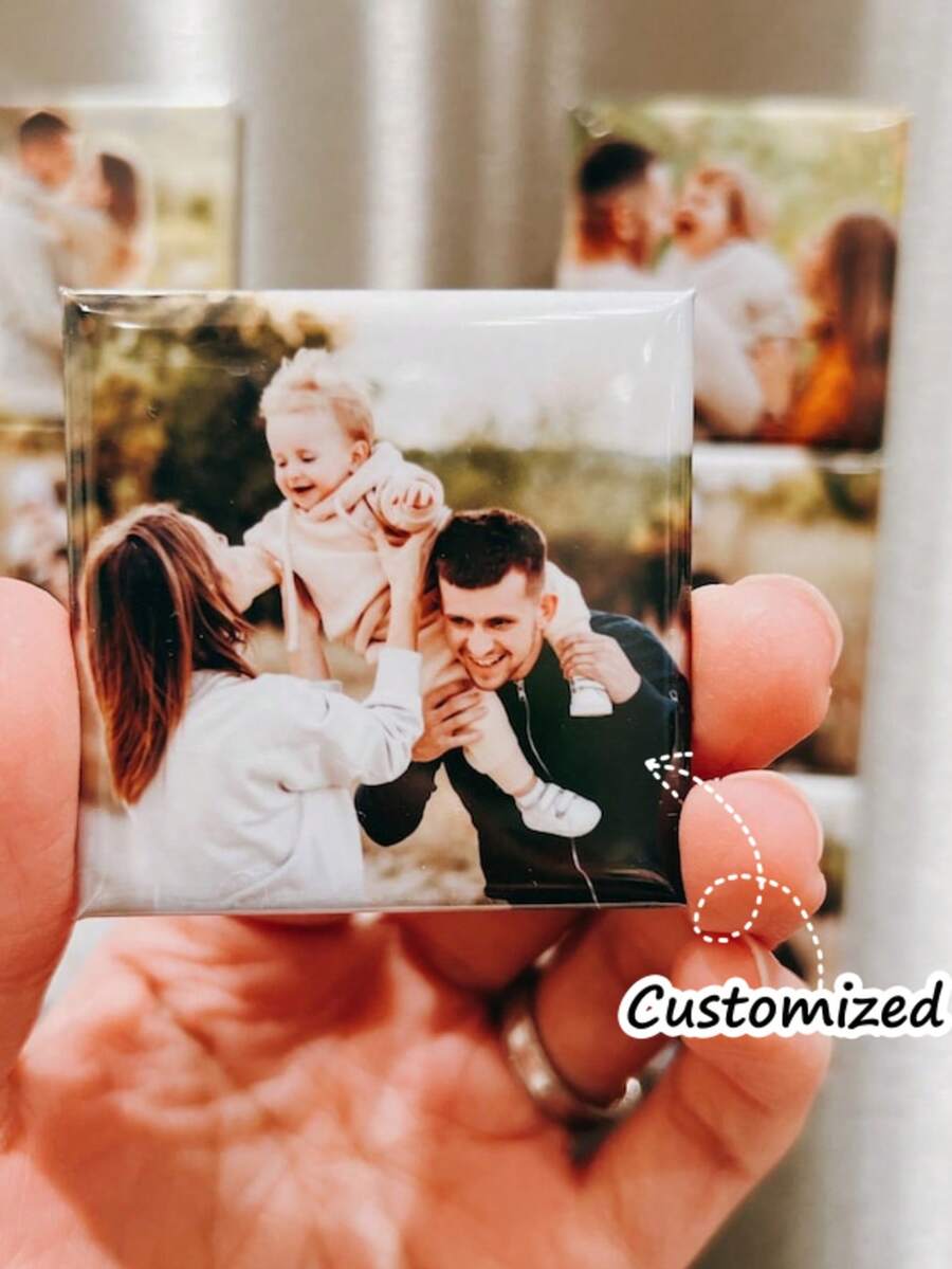 Custom Photo Magnets - Set Of 2/4/6/10, 5.08x5.08 Cm Personalized Refrigerator Magnets, Handmade Metal Wall-Mount Utility Hooks, Fashion Style Square Picture Magnets For Memories, Special Gift For Loved Ones Back-To-School Season Gifts