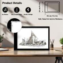 A4 LED Art Tracing Pad, Ultra-Thin 5mm Light Box With Stepless Dimming For Sketching, Stenciling & Crafting - Black - View 4