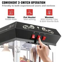 Countertop Popcorn Maker, 850W, 8 Oz, 48 Cups, Black - 查看 5