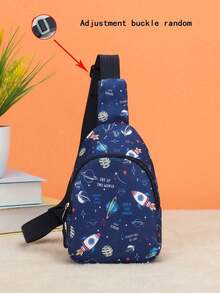 1 pieza Mini bolso de pecho/bandolera/monedero lindo de cierre con cremallera de nailon con diseños de unicornio/sirena/dinosaurio/espacio, adecuado para uso diario - Bolso de pecho con estampado de dibujos animados - Ver 10