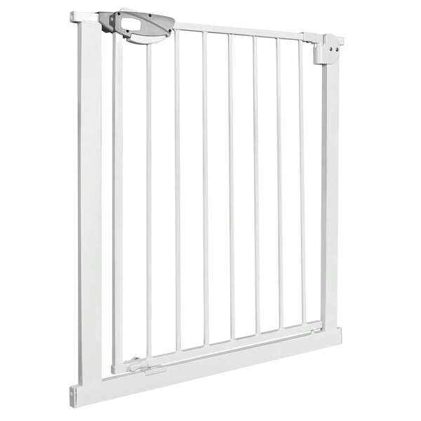 Gate For Stairs And Doors No Drilling Stair Gate Baby Gate Wall Fix Extending Metal Gate Auto-Close Ideal For Kids And Pets, White, 75-85 Cm Wide Wide