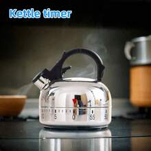 1pc/2pcs/9pcs Silver Mini Teapot Shaped Mechanical Timer, Cute & Compact Design, Free Time Setting, Loud Alarm, No Battery Needed, Suitable For Kitchen, Bedroom, Study, Workout, Etc.