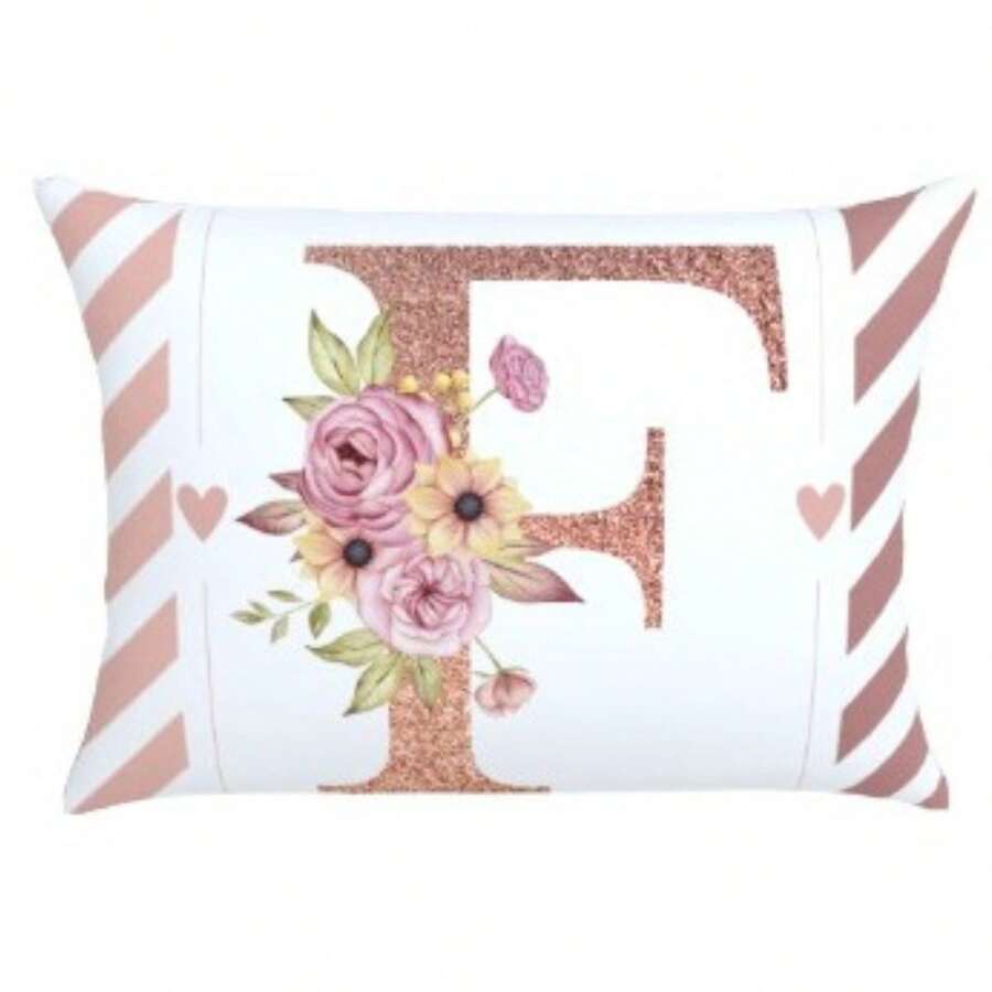 Pillowcase 70X60 Oxford Digital Print Initial Pillowcase High Quality Durable Zipper Monogram - F - View 1