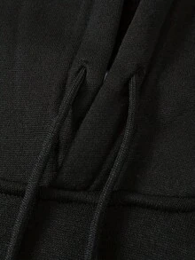 Sudadera con capucha de patrón de telaraña geométrica azul marino para hombres - Sudadera casual con fuente en negrita, lavable aáquina, ajuste regular adecuado para primavera y otoño, diseño de estilo urbano, tela cómoda, entusiastas de la ropa urbana - Negro - Ver 6