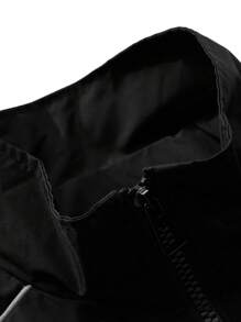 Men's Casual Letter Printed Long Sleeve Jacket, Spring & Fall Going Out Street Wear Racing Jacket Black Biker Jacket, Long Sleeve Going Out Designer Bomber Jacket, Streetwear Edition, For Friends, Husband, Boyfriend Gifts,