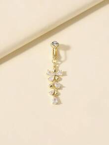 1pc Silver Non-Piercing Butterfly Fake Belly Button Piercing Clip On Fake Piercing Suitable For Daily Wear By Women - Yellow Gold - View 1