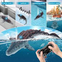 Juguete de dinosaurio Mosasaurus con control remoto de 2.4GHz, juguete de barco RC resistente al agua para piscina y exterior, juguete de agua para bañera y piscina, regalo de Navidad y cumpleaños para niños