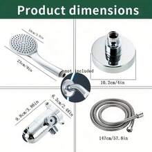 二合一 ABS 黑/银色淋浴喷头套装，带延长软管和三通分水器 - 壁挂式顶喷花洒和手持花洒组合，耐用塑料浴室配件，适用于现代家居