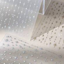 1pc Golden And Silvery Star Nail Stickers, Shining Starry Sky, Holiday Gifts - 金色 - 查看 6
