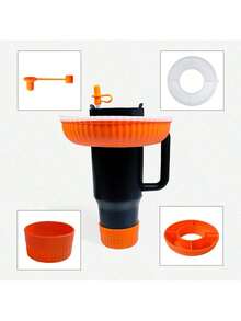 40 Oz Insulated Mug With Handle Snack Tray Set - Includes Non-Slip Cup Sleeve, Straw Cap, Snack Tray And Lid - Durable And Reusable Silicone Accessories For Snacking At Home, On-The-Go, Or At The Movie Theater