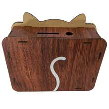Wooden Piggy Bank, $5000&$10000 Challenge Coin Cat Piggy Bank, With Currency Target And Numbers, Including Whiteboard Pen, Christmas Gift - Multicolor - View 5