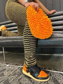 Women's Leggings Women's Layered Striped Plush Knitted Ultra-Long Pants Sexy Women's Clothing - màu nâu - Xem 6
