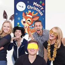 Jeu de Noël "Attache le nez du renne", jeu de fête de Noël, jeux d'anniversaire pour filles et garçons, activités familiales avec bandeau, jeu de voyage pour le Nouvel An, fournitures de fête de Noël, jeu du nez