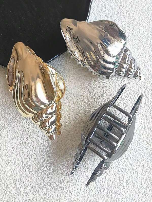 1 pièce Pince à cheveux en métal texturé en forme de coquillage, pince à cheveux unique, convient aux femmes et aux cheveux fins, prise parfaite, maintien solide, accessoire de mode pour les cheveux