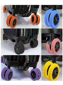 8pcs Corrugated Silicone Wheel Cover, Suitcase Wheel Cover, Pull Bar Suitcase Wheel Cover Cover Noise Foot Cover, Thicker Friction Stronger Shock-Proof Suitcase Wheel Cover, Travel Accessories,Boho Vibes
